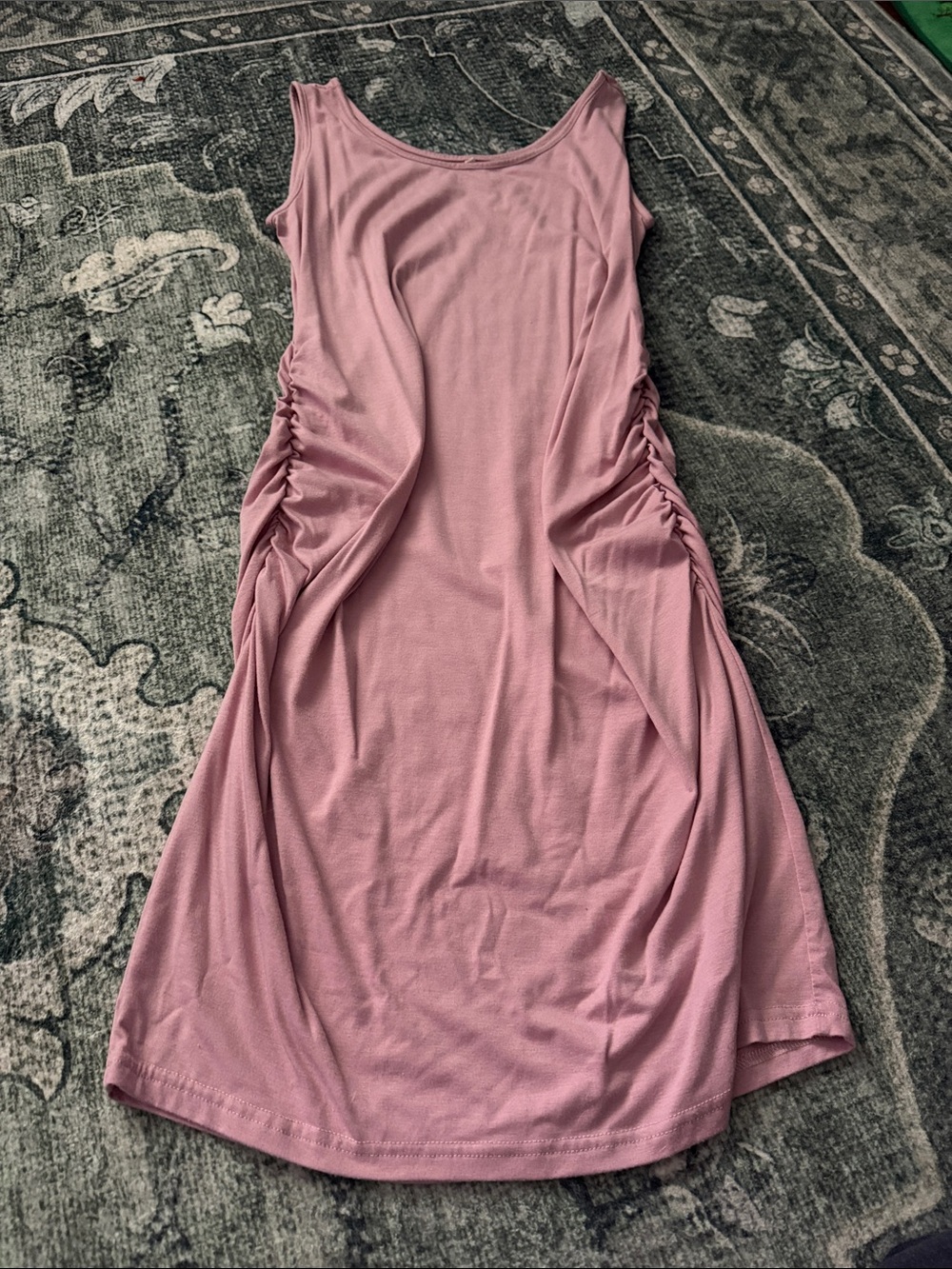Amazon Sleeveless Ruched Side Midi Dress - Dusty Pink